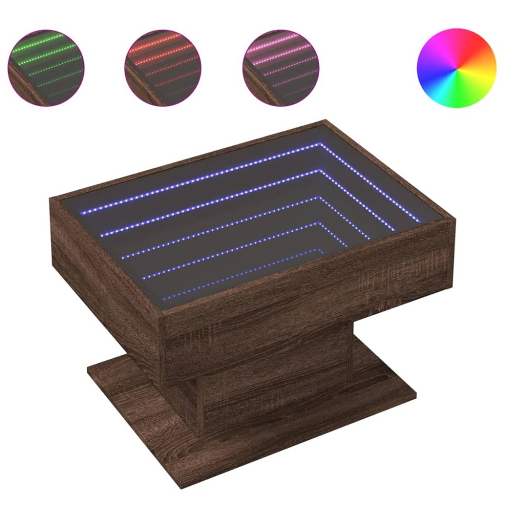 vidaXL Măsuță de cafea cu LED stejar maro 70x50x45 cm lemn prelucrat