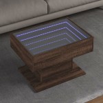 vidaXL Măsuță de cafea cu LED stejar maro 70x50x45 cm lemn prelucrat vidaXL Măsuță de cafea cu LED stejar maro 70x50x45 cm lemn prelucrat