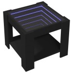 vidaXL Măsuță de cafea cu LED, negru, 53x53x45 cm, lemn prelucrat vidaXL Măsuță de cafea cu LED, negru, 53x53x45 cm, lemn prelucrat