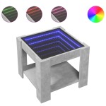 vidaXL Măsuță de cafea cu LED, gri beton, 53x53x45 cm, lemn prelucrat vidaXL Măsuță de cafea cu LED, gri beton, 53x53x45 cm, lemn prelucrat