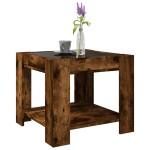 vidaXL Măsuță de cafea cu LED stejar fumuriu 53x53x45cm lemn prelucrat vidaXL Măsuță de cafea cu LED stejar fumuriu 53x53x45cm lemn prelucrat