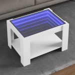 vidaXL Măsuță de cafea cu LED, alb, 73x53x45 cm, lemn prelucrat vidaXL Măsuță de cafea cu LED, alb, 73x53x45 cm, lemn prelucrat