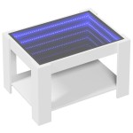 vidaXL Măsuță de cafea cu LED, alb, 73x53x45 cm, lemn prelucrat vidaXL Măsuță de cafea cu LED, alb, 73x53x45 cm, lemn prelucrat