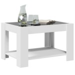 vidaXL Măsuță de cafea cu LED, alb, 73x53x45 cm, lemn prelucrat vidaXL Măsuță de cafea cu LED, alb, 73x53x45 cm, lemn prelucrat