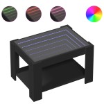 vidaXL Măsuță de cafea cu LED, negru, 73x53x45 cm, lemn prelucrat vidaXL Măsuță de cafea cu LED, negru, 73x53x45 cm, lemn prelucrat