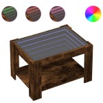 vidaXL Măsuță de cafea cu LED stejar fumuriu 73x53x45cm lemn prelucrat vidaXL Măsuță de cafea cu LED stejar fumuriu 73x53x45cm lemn prelucrat