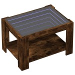 vidaXL Măsuță de cafea cu LED stejar fumuriu 73x53x45cm lemn prelucrat vidaXL Măsuță de cafea cu LED stejar fumuriu 73x53x45cm lemn prelucrat