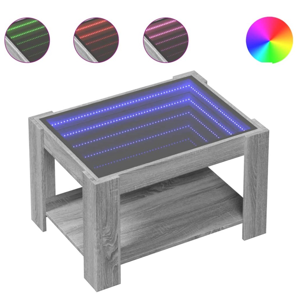 vidaXL Măsuță de cafea cu LED sonoma gri 73x53x45 cm lemn prelucrat