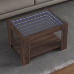vidaXL Măsuță de cafea cu LED stejar maro 73x53x45 cm lemn prelucrat vidaXL Măsuță de cafea cu LED stejar maro 73x53x45 cm lemn prelucrat