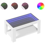 vidaXL Măsuță de cafea cu LED, alb, 93x53x45 cm, lemn prelucrat vidaXL Măsuță de cafea cu LED, alb, 93x53x45 cm, lemn prelucrat