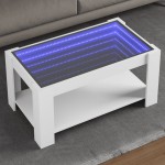 vidaXL Măsuță de cafea cu LED, alb, 93x53x45 cm, lemn prelucrat vidaXL Măsuță de cafea cu LED, alb, 93x53x45 cm, lemn prelucrat