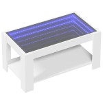 vidaXL Măsuță de cafea cu LED, alb, 93x53x45 cm, lemn prelucrat vidaXL Măsuță de cafea cu LED, alb, 93x53x45 cm, lemn prelucrat