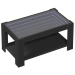 vidaXL Măsuță de cafea cu LED, negru, 93x53x45 cm, lemn prelucrat vidaXL Măsuță de cafea cu LED, negru, 93x53x45 cm, lemn prelucrat