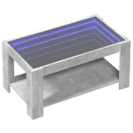 vidaXL Măsuță de cafea cu LED, gri beton, 93x53x45 cm, lemn prelucrat