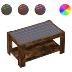 vidaXL Măsuță de cafea cu LED stejar fumuriu 93x53x45cm lemn prelucrat vidaXL Măsuță de cafea cu LED stejar fumuriu 93x53x45cm lemn prelucrat