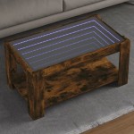 vidaXL Măsuță de cafea cu LED stejar fumuriu 93x53x45cm lemn prelucrat vidaXL Măsuță de cafea cu LED stejar fumuriu 93x53x45cm lemn prelucrat