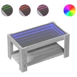 vidaXL Măsuță de cafea cu LED gri sonoma 93x53x45 cm lemn prelucrat vidaXL Măsuță de cafea cu LED gri sonoma 93x53x45 cm lemn prelucrat