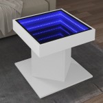 vidaXL Măsuță de cafea cu LED, alb, 50x50x45 cm, lemn prelucrat vidaXL Măsuță de cafea cu LED, alb, 50x50x45 cm, lemn prelucrat