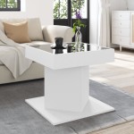 vidaXL Măsuță de cafea cu LED, alb, 50x50x45 cm, lemn prelucrat vidaXL Măsuță de cafea cu LED, alb, 50x50x45 cm, lemn prelucrat