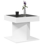 vidaXL Măsuță de cafea cu LED, alb, 50x50x45 cm, lemn prelucrat vidaXL Măsuță de cafea cu LED, alb, 50x50x45 cm, lemn prelucrat