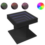 vidaXL Măsuță de cafea cu LED, negru, 50x50x45 cm, lemn prelucrat vidaXL Măsuță de cafea cu LED, negru, 50x50x45 cm, lemn prelucrat