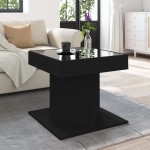 vidaXL Măsuță de cafea cu LED, negru, 50x50x45 cm, lemn prelucrat vidaXL Măsuță de cafea cu LED, negru, 50x50x45 cm, lemn prelucrat