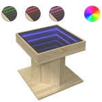vidaXL Măsuță de cafea cu LED stejar sonoma 50x50x45 cm lemn prelucrat vidaXL Măsuță de cafea cu LED stejar sonoma 50x50x45 cm lemn prelucrat