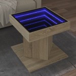 vidaXL Măsuță de cafea cu LED stejar sonoma 50x50x45 cm lemn prelucrat vidaXL Măsuță de cafea cu LED stejar sonoma 50x50x45 cm lemn prelucrat
