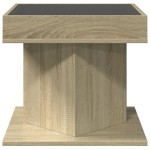 vidaXL Măsuță de cafea cu LED stejar sonoma 50x50x45 cm lemn prelucrat vidaXL Măsuță de cafea cu LED stejar sonoma 50x50x45 cm lemn prelucrat