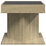 vidaXL Măsuță de cafea cu LED stejar sonoma 50x50x45 cm lemn prelucrat vidaXL Măsuță de cafea cu LED stejar sonoma 50x50x45 cm lemn prelucrat