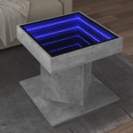 vidaXL Măsuță de cafea cu LED, gri beton, 50x50x45 cm, lemn prelucrat vidaXL Măsuță de cafea cu LED, gri beton, 50x50x45 cm, lemn prelucrat