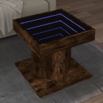 vidaXL Măsuță de cafea cu LED stejar fumuriu 50x50x45cm lemn prelucrat vidaXL Măsuță de cafea cu LED stejar fumuriu 50x50x45cm lemn prelucrat