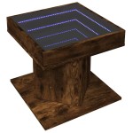 vidaXL Măsuță de cafea cu LED stejar fumuriu 50x50x45cm lemn prelucrat vidaXL Măsuță de cafea cu LED stejar fumuriu 50x50x45cm lemn prelucrat