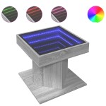 vidaXL Măsuță de cafea cu LED sonoma gri 50x50x45cm lemn prelucrat vidaXL Măsuță de cafea cu LED sonoma gri 50x50x45cm lemn prelucrat