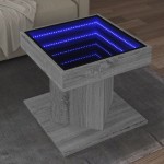 vidaXL Măsuță de cafea cu LED sonoma gri 50x50x45cm lemn prelucrat vidaXL Măsuță de cafea cu LED sonoma gri 50x50x45cm lemn prelucrat