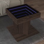 vidaXL Măsuță de cafea cu LED stejar maro 50x50x45 cm lemn prelucrat vidaXL Măsuță de cafea cu LED stejar maro 50x50x45 cm lemn prelucrat