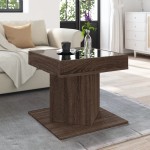 vidaXL Măsuță de cafea cu LED stejar maro 50x50x45 cm lemn prelucrat vidaXL Măsuță de cafea cu LED stejar maro 50x50x45 cm lemn prelucrat