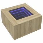 vidaXL Măsuță cafea cu LED, stejar Sonoma, 60x60x40 cm, lemn prelucrat vidaXL Măsuță cafea cu LED, stejar Sonoma, 60x60x40 cm, lemn prelucrat