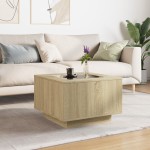 vidaXL Măsuță cafea cu LED, stejar Sonoma, 60x60x40 cm, lemn prelucrat vidaXL Măsuță cafea cu LED, stejar Sonoma, 60x60x40 cm, lemn prelucrat