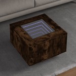 vidaXL Măsuță de cafea cu LED stejar fumuriu 60x60x40cm lemn prelucrat vidaXL Măsuță de cafea cu LED stejar fumuriu 60x60x40cm lemn prelucrat