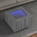 vidaXL Măsuță de cafea cu LED, gri sonoma, 60x60x40 cm, lemn prelucrat vidaXL Măsuță de cafea cu LED, gri sonoma, 60x60x40 cm, lemn prelucrat