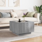 vidaXL Măsuță de cafea cu LED, gri sonoma, 60x60x40 cm, lemn prelucrat vidaXL Măsuță de cafea cu LED, gri sonoma, 60x60x40 cm, lemn prelucrat