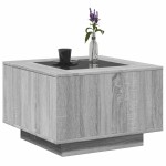 vidaXL Măsuță de cafea cu LED, gri sonoma, 60x60x40 cm, lemn prelucrat vidaXL Măsuță de cafea cu LED, gri sonoma, 60x60x40 cm, lemn prelucrat