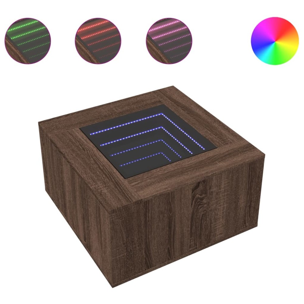 vidaXL Măsuță de cafea cu LED stejar maro 60x60x40 cm lemn prelucrat