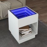 vidaXL Măsuță de cafea cu LED infinity, alb, 40x40x50 cm vidaXL Măsuță de cafea cu LED infinity, alb, 40x40x50 cm