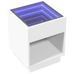 vidaXL Măsuță de cafea cu LED infinity, alb, 40x40x50 cm vidaXL Măsuță de cafea cu LED infinity, alb, 40x40x50 cm