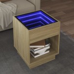 vidaXL Măsuță de cafea cu LED infinity, stejar sonoma, 40x40x50 cm vidaXL Măsuță de cafea cu LED infinity, stejar sonoma, 40x40x50 cm