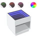 vidaXL Măsuță de cafea cu LED infinity, alb, 50x50x50 cm vidaXL Măsuță de cafea cu LED infinity, alb, 50x50x50 cm