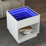 vidaXL Măsuță de cafea cu LED infinity, alb, 50x50x50 cm vidaXL Măsuță de cafea cu LED infinity, alb, 50x50x50 cm