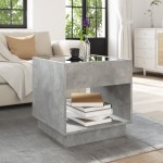 vidaXL Măsuță de cafea cu LED infinity, gri beton, 50x50x50 cm vidaXL Măsuță de cafea cu LED infinity, gri beton, 50x50x50 cm